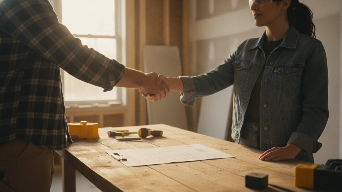 Renovation maison cle en main prix - signature du contrat entre proprietaire et entreprise