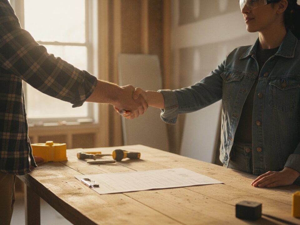 Renovation maison cle en main prix - signature du contrat entre proprietaire et entreprise