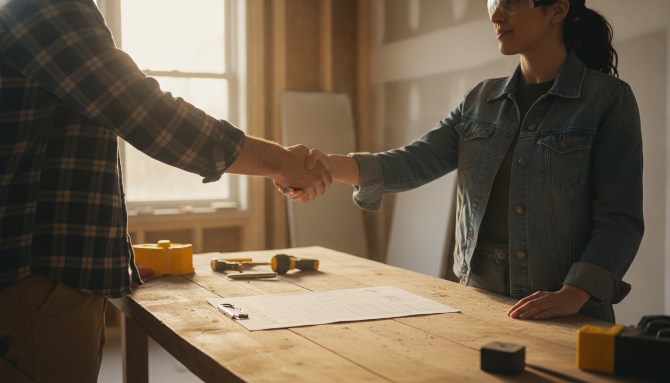 Renovation maison cle en main prix - signature du contrat entre proprietaire et entreprise