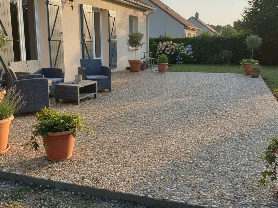 terrasse béton prix m2 - terrasse en béton désactivé finie derrière une maison